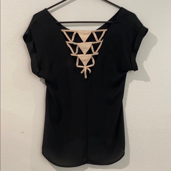 Ladies Top - Black with Geometric Back Detail - Picture 1 of 7